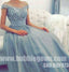 Off the Shoulder Beaded Top Tulle Elegant Evening Long Prom Dress, BGP073