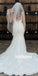 Elegant V-neck Spaghetti Strap Mermaid Lace White Long Wedding Dresses, BGH016