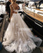 Elegant Flower Sleeveless  Applique Organza Long Wedding Dresses, BGH032