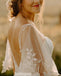 Elegant White V-neck Lace Long Wedding Dresses, BGH076