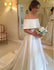 Off the Shoulder Simple Cheap Satin Long Bridal Wedding Dresses, BGP241