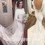 Long Sleeves Mermaid Open Back Elegant Cheap Long Wedding Dresses, BGW007 - Bubble Gown